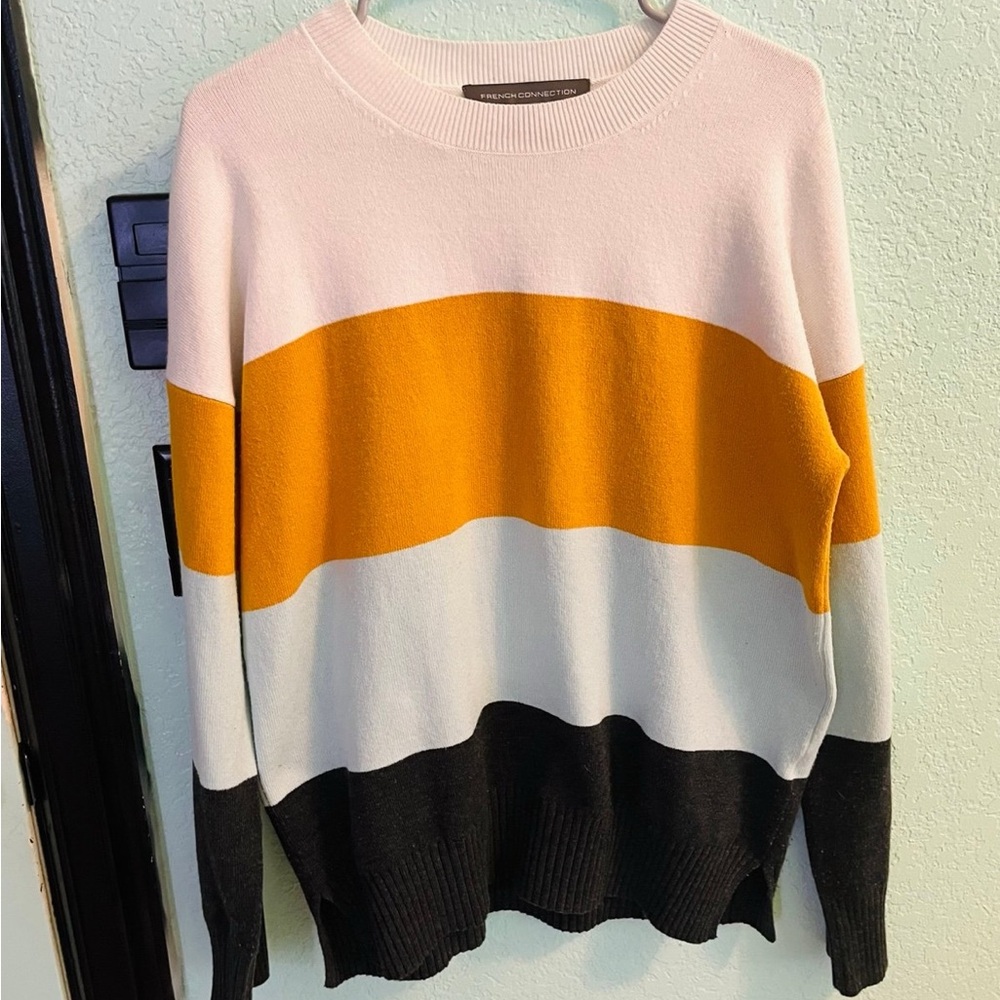 French Connection Pink and Orange Crew Neck Sweater